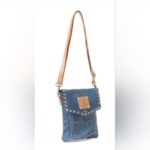 Western Denim Crossbody Bag Cowboy Style Cowgirl Denim Bag Southwestern Bag - Picture 3 of 4